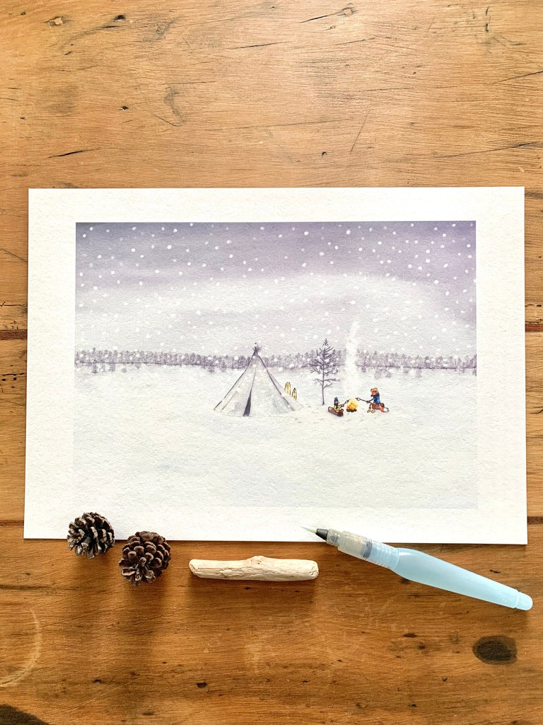 FINE ART PRINT "Camping in the snow" - Giclee Print